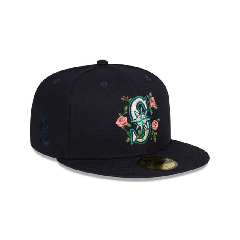 MLB Seattle Mariners Bloom 59Fifty Fitted (WBC5836) - Blue New Era Caps